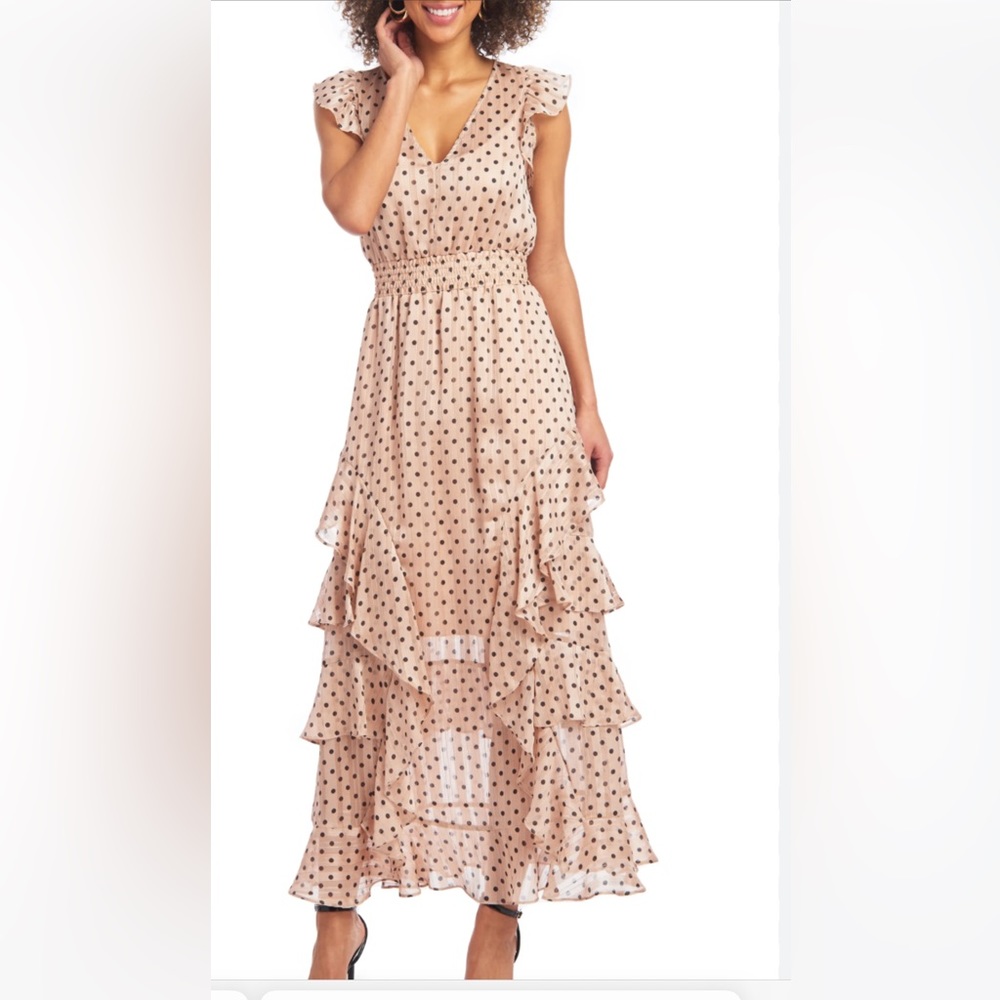 Rachel Roy blush pink polka dot maxi dress